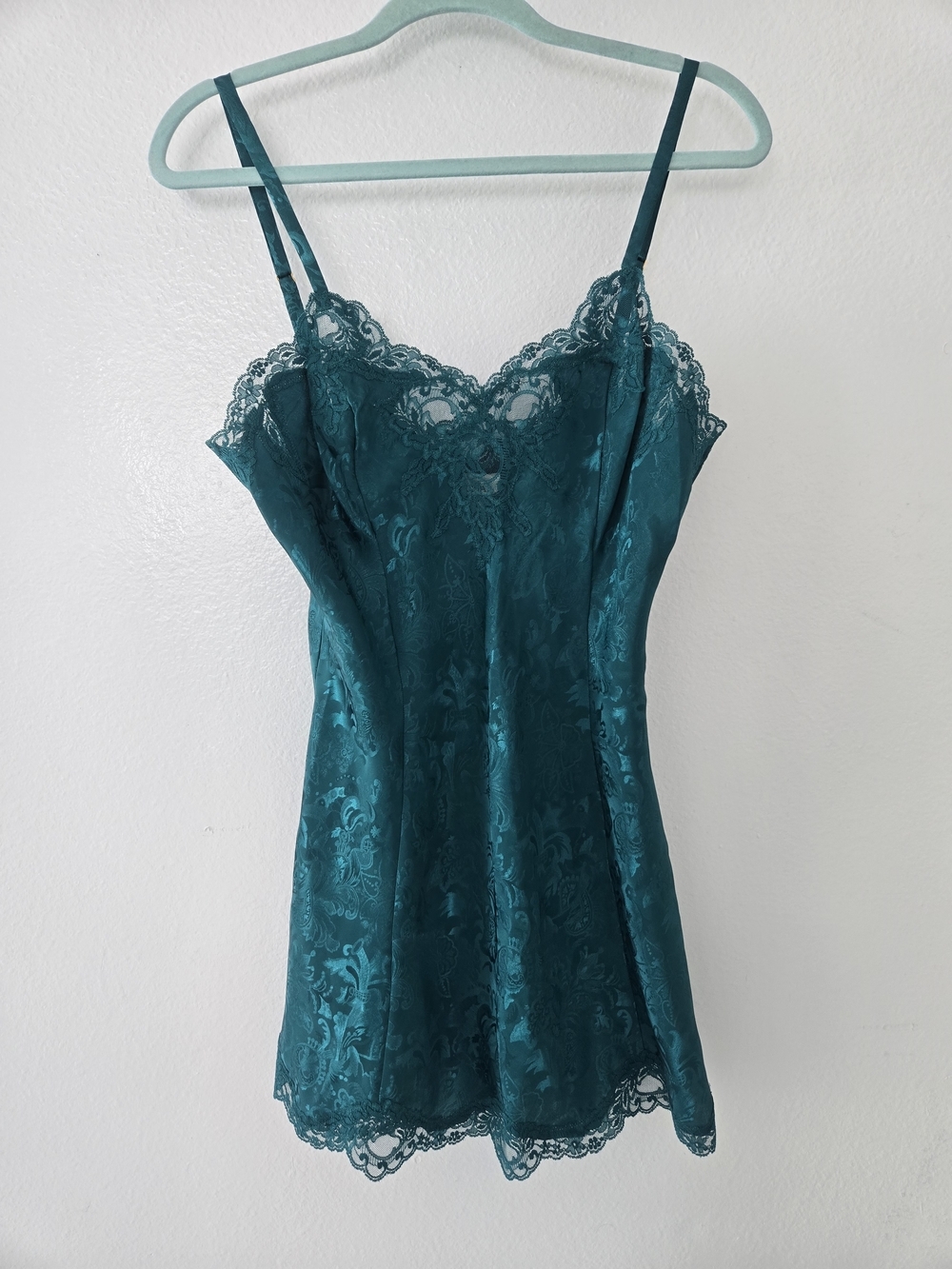 Victoria’s Secret Babydoll Silky Slip Dress Emerald Green Fairy Grunge M Vtg Y2k - Picture 3 of 12